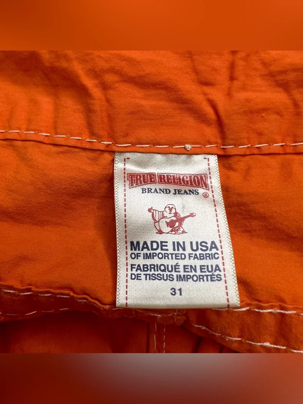 True Religion Big T Boardshorts Mens 31 Orange Made In USA